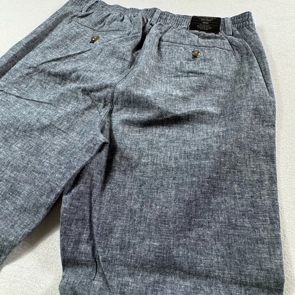 Banana Republic Grayson Linen-Blend Slim Tapered Pants Blue 32x32 NWT